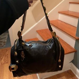 Betsey Johnson black leather tote